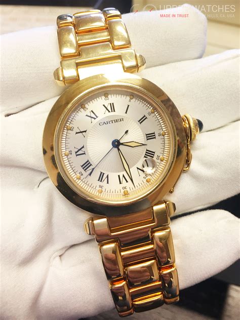 gold cartier watch ladies|cartier 18k gold ladies watches.